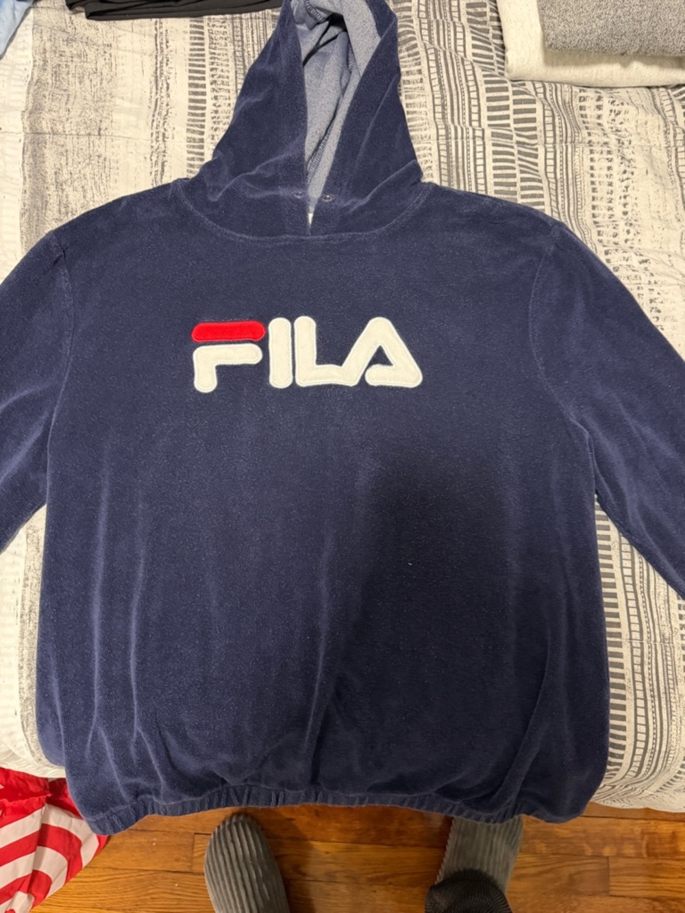 Fila Navy Hoodie with White and Red Logo